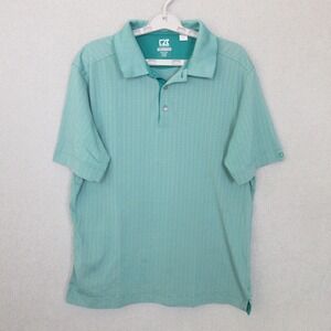 Cutter and Buck Mens Polo Shirt CB DryTec Luxe Green Moisture Wicking Large